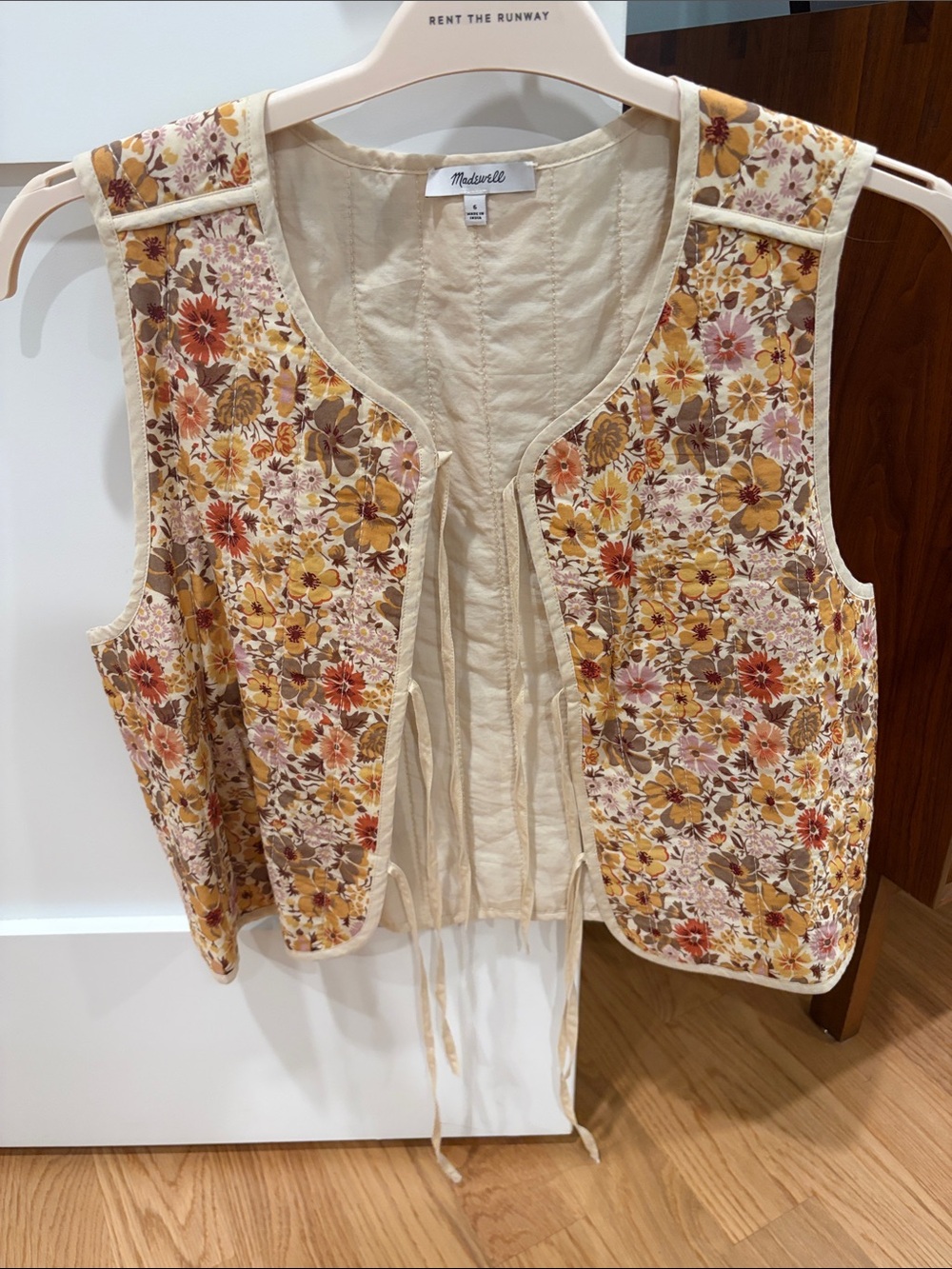 Madewell Quilted Floral Tie-Front Vest